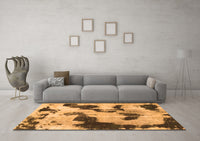 Machine Washable Abstract Orange Modern Rug, wshabs905org