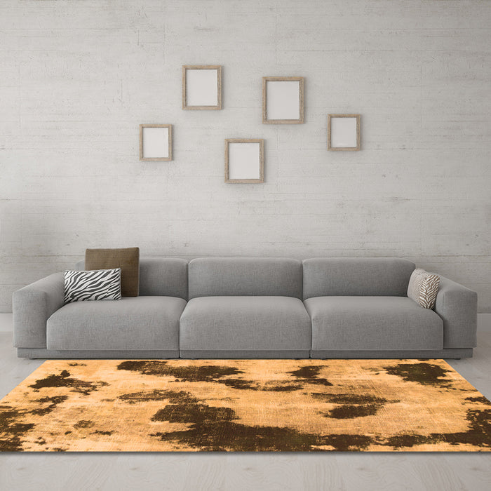 Machine Washable Abstract Orange Modern Area Rugs in a Living Room, wshabs905org