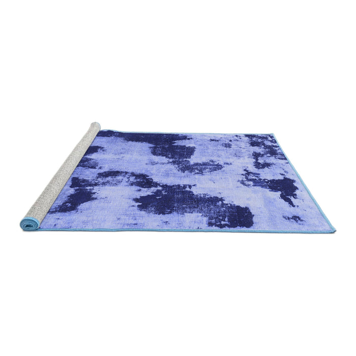 Sideview of Machine Washable Abstract Blue Modern Rug, wshabs905blu