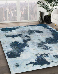 Abstract Light Steel Blue Modern Rug, abs905