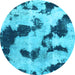 Round Abstract Light Blue Modern Rug, abs905lblu