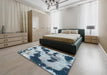 Abstract Light Steel Blue Modern Rug in a Bedroom, abs905