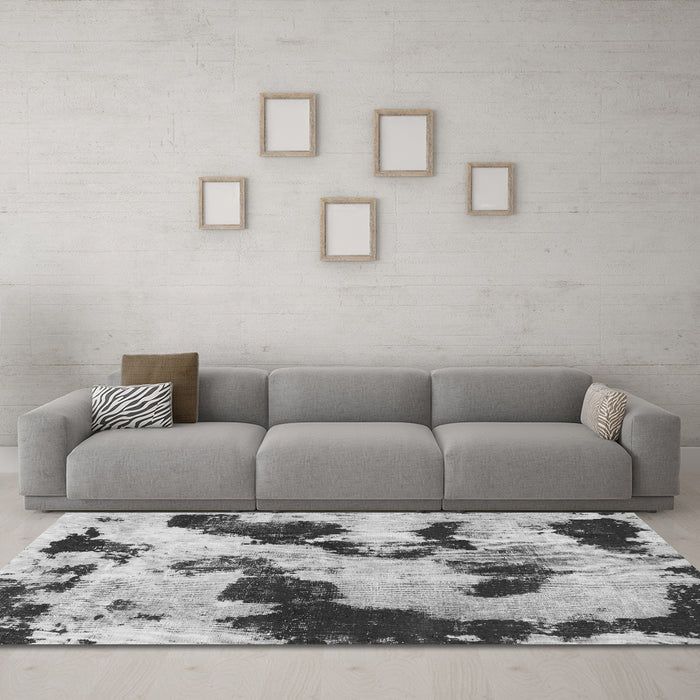 Machine Washable Abstract Gray Modern Rug in a Living Room,, wshabs905gry