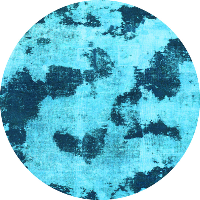 Round Machine Washable Abstract Light Blue Modern Rug, wshabs905lblu