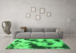 Machine Washable Abstract Green Modern Area Rugs in a Living Room,, wshabs905grn