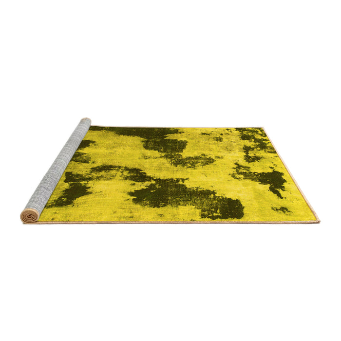 Sideview of Machine Washable Abstract Yellow Modern Rug, wshabs905yw