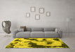 Machine Washable Abstract Yellow Modern Rug in a Living Room, wshabs905yw