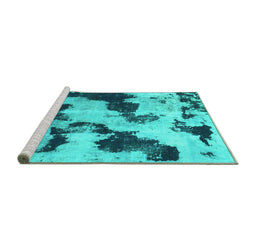 Sideview of Machine Washable Abstract Turquoise Modern Area Rugs, wshabs905turq