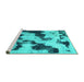 Sideview of Machine Washable Abstract Turquoise Modern Area Rugs, wshabs905turq