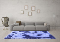 Machine Washable Abstract Blue Modern Rug, wshabs905blu