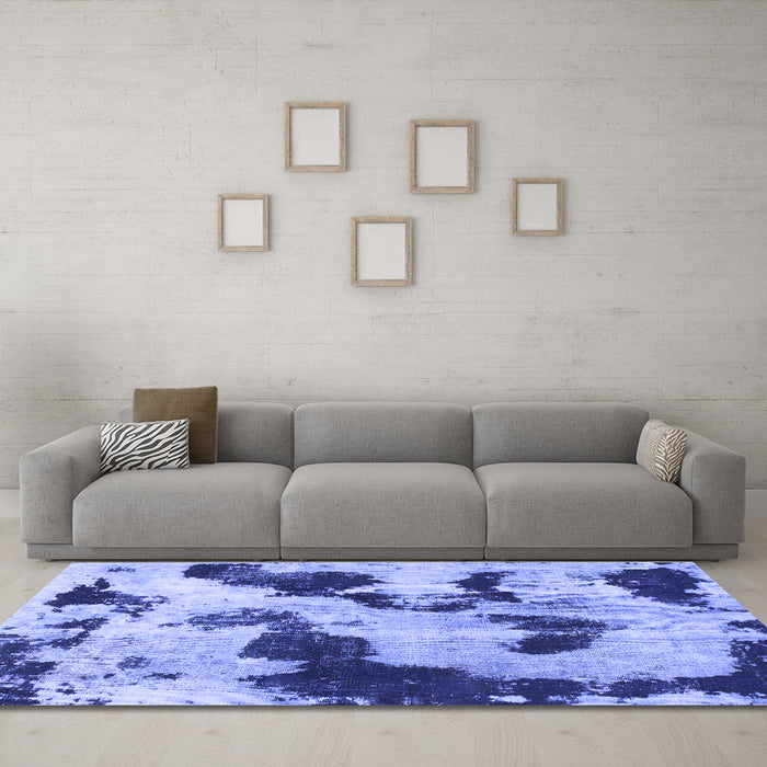 Machine Washable Abstract Blue Modern Rug in a Living Room, wshabs905blu