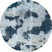 Round Machine Washable Abstract Light Steel Blue Rug, wshabs905