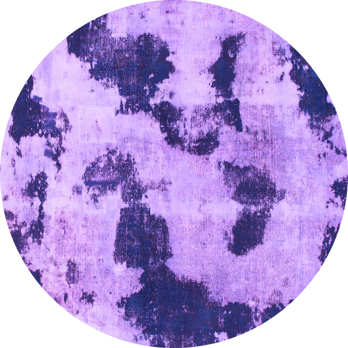 Round Machine Washable Abstract Purple Modern Area Rugs, wshabs905pur