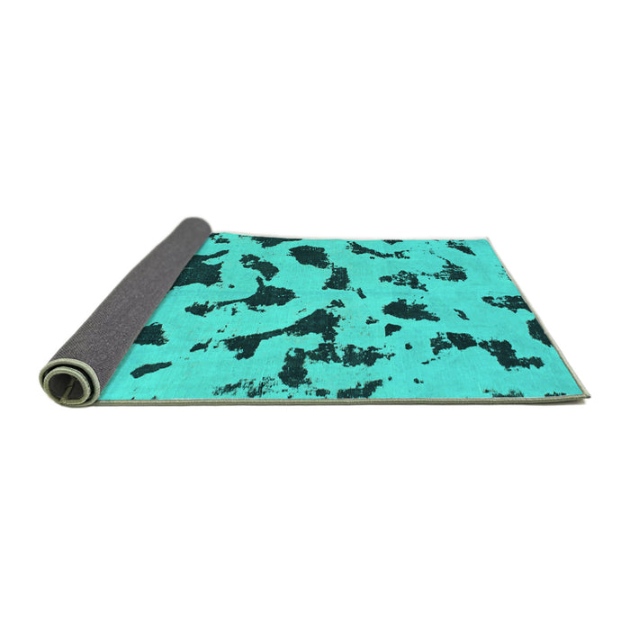 Sideview of Abstract Turquoise Modern Rug, abs906turq