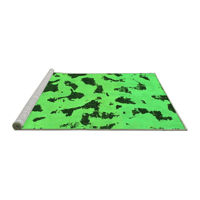 Sideview of Machine Washable Abstract Green Modern Area Rugs, wshabs906grn