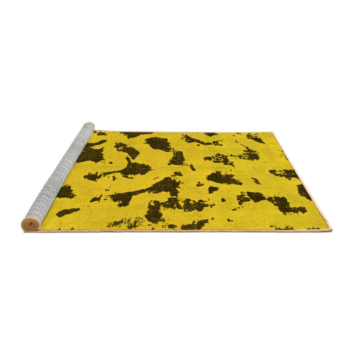 Sideview of Machine Washable Abstract Yellow Modern Rug, wshabs906yw