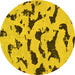 Round Machine Washable Abstract Yellow Modern Rug, wshabs906yw