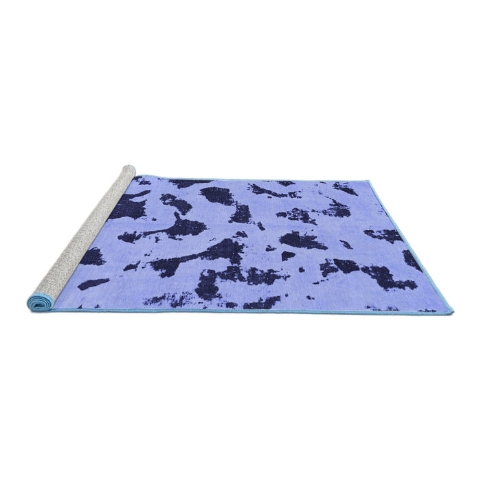 Sideview of Machine Washable Abstract Blue Modern Rug, wshabs906blu