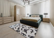 Abstract Silver Gray Modern Rug in a Bedroom, abs906