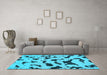 Machine Washable Abstract Light Blue Modern Rug in a Living Room, wshabs906lblu