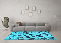 Machine Washable Abstract Light Blue Modern Rug, wshabs906lblu