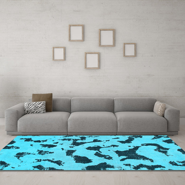 Machine Washable Abstract Light Blue Modern Rug in a Living Room, wshabs906lblu