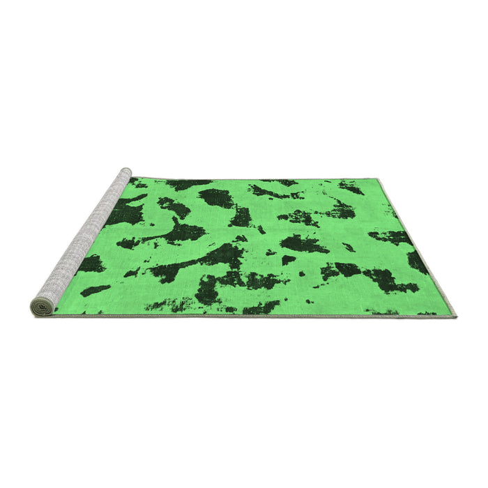 Sideview of Machine Washable Abstract Emerald Green Modern Area Rugs, wshabs906emgrn