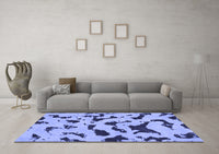 Machine Washable Abstract Blue Modern Rug, wshabs906blu