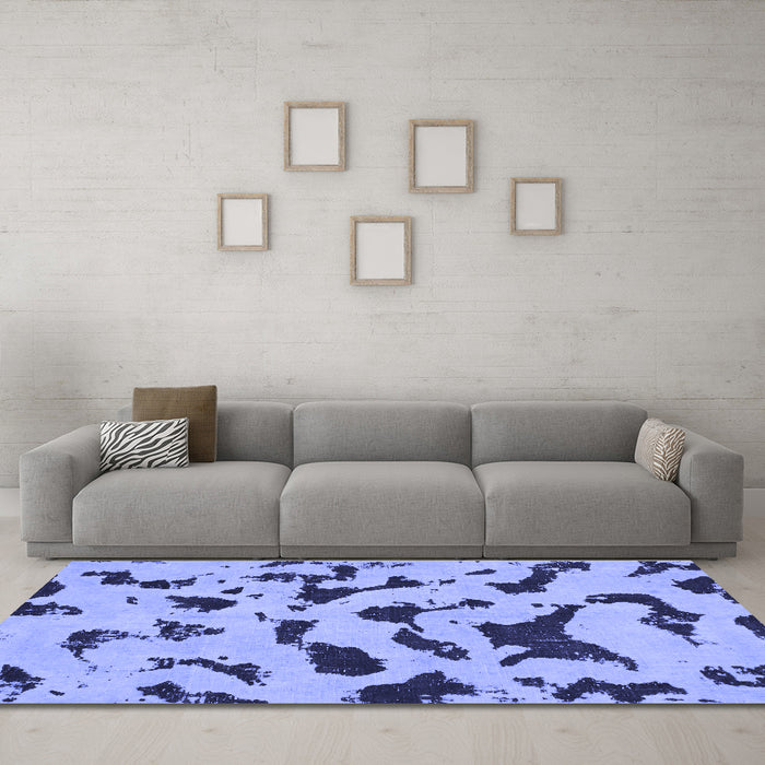 Machine Washable Abstract Blue Modern Rug in a Living Room, wshabs906blu
