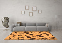 Machine Washable Abstract Orange Modern Rug, wshabs906org