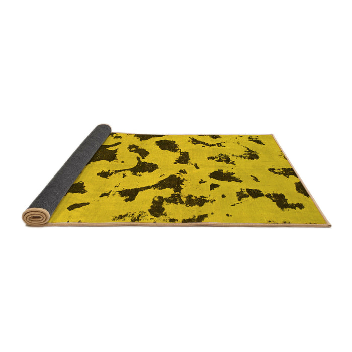 Sideview of Abstract Yellow Modern Rug, abs906yw