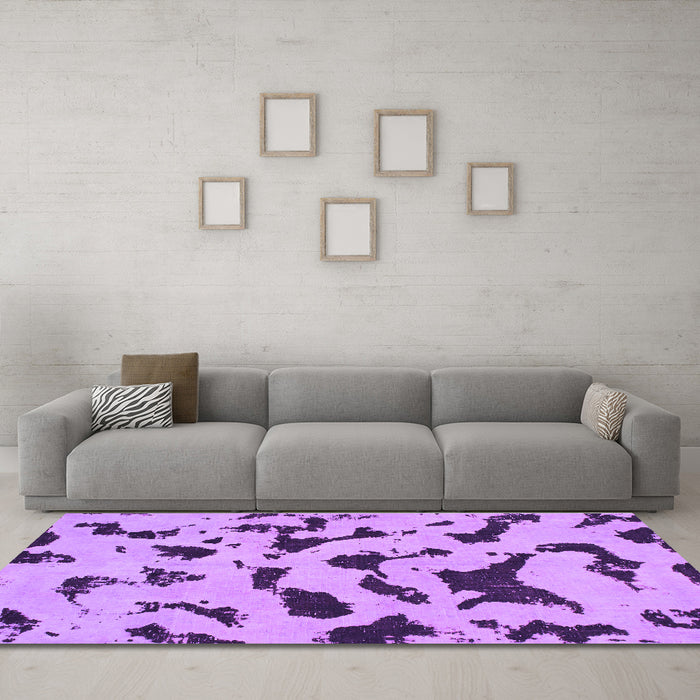 Machine Washable Abstract Purple Modern Area Rugs in a Living Room, wshabs906pur