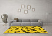 Machine Washable Abstract Yellow Modern Rug in a Living Room, wshabs906yw