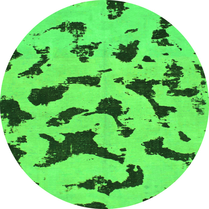 Round Abstract Green Modern Rug, abs906grn