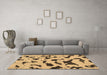 Machine Washable Abstract Brown Modern Rug in a Living Room,, wshabs906brn