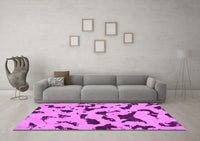 Machine Washable Abstract Pink Modern Rug, wshabs906pnk