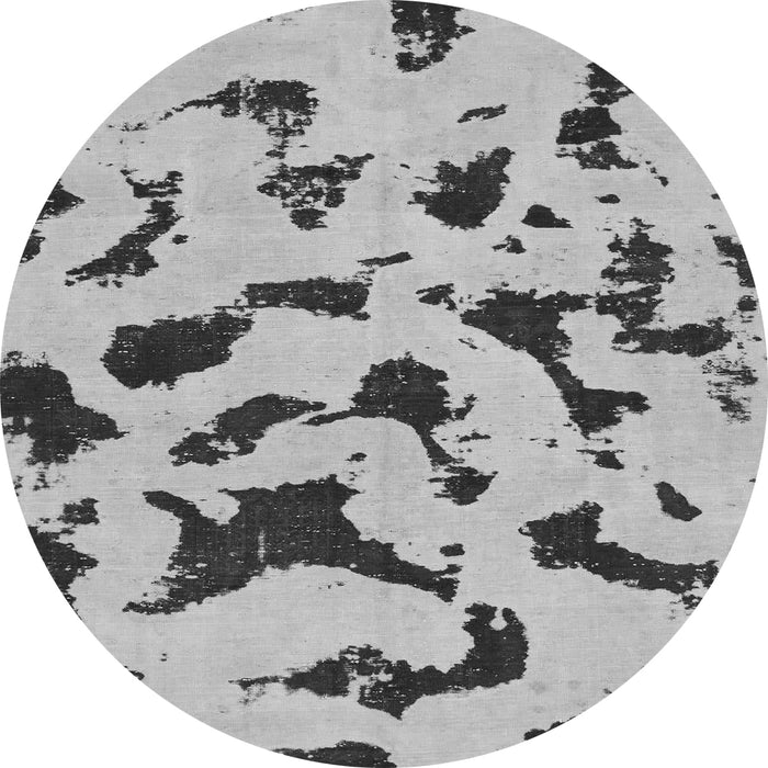 Round Machine Washable Abstract Gray Modern Rug, wshabs906gry