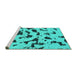 Sideview of Machine Washable Abstract Turquoise Modern Area Rugs, wshabs906turq