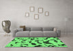 Machine Washable Abstract Emerald Green Modern Area Rugs in a Living Room,, wshabs906emgrn