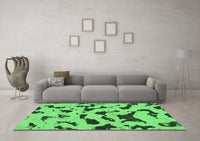 Machine Washable Abstract Emerald Green Modern Rug, wshabs906emgrn