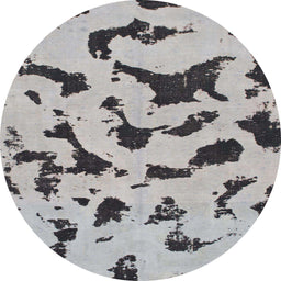 Round Machine Washable Abstract Silver Gray Rug, wshabs906