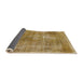 Sideview of Abstract Metallic Gold Modern Rug, abs907