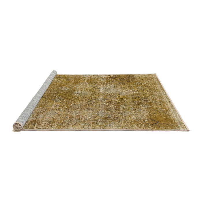 Sideview of Machine Washable Abstract Metallic Gold Rug, wshabs907
