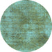 Round Machine Washable Abstract Light Blue Modern Rug, wshabs907lblu