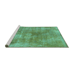 Sideview of Machine Washable Abstract Turquoise Modern Area Rugs, wshabs907turq