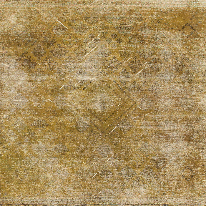 Square Machine Washable Abstract Metallic Gold Rug, wshabs907