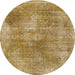 Round Machine Washable Abstract Metallic Gold Rug, wshabs907