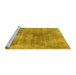 Sideview of Machine Washable Abstract Yellow Modern Rug, wshabs907yw