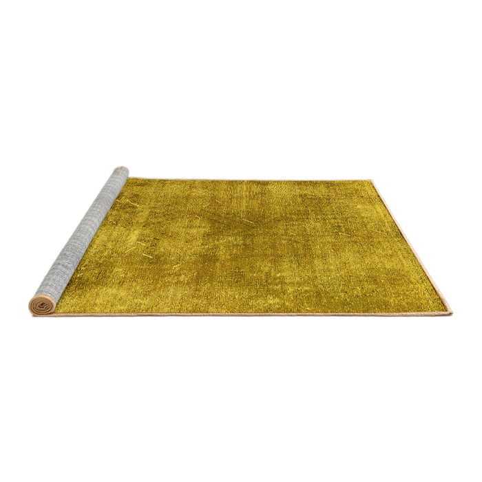 Sideview of Machine Washable Abstract Yellow Modern Rug, wshabs907yw