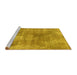 Sideview of Machine Washable Abstract Yellow Modern Rug, wshabs907yw